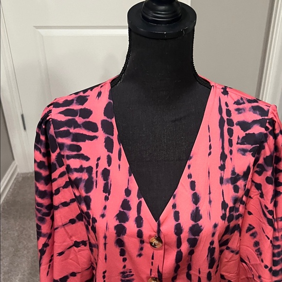 SHEIN Pink and Black Striped Blouse - Picture 4 of 8